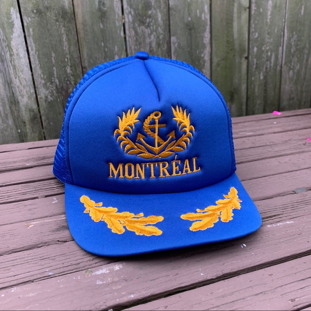Vintage gold laurel Montreal trucker hat